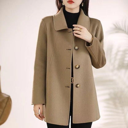 New High Quality Single-breasted Fashion Woolen Coat Women Autumn Winter Slim Elegant Wool Overcoat Windbreaker Outerwear Female