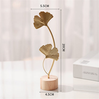 Nordic Gold Ginkgo Leaf Crafts Leaves Sculpture Luxury Living Room Decor Home Decoration Accessories Office Desktop Ornaments