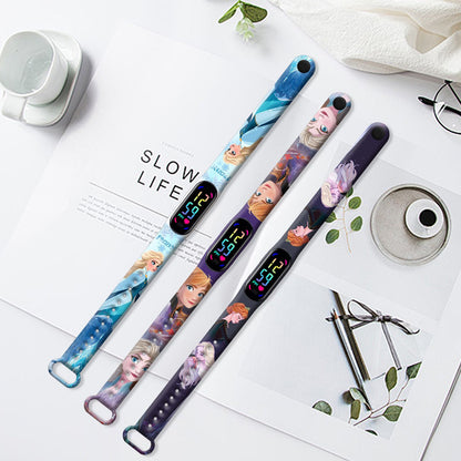 Disney Frozen Digital Kids' Watches Anime Figures LED Luminous Watch Touch Waterproof Electronic Sports Watch Kids Birthday Gift