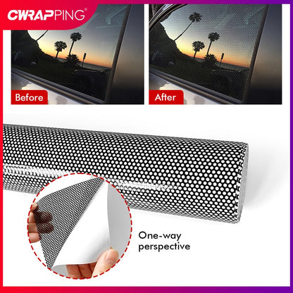 One Way Perforated Film  Self Adhesive Suitable for Cars Headlight Tint Perforated Black Vinyl Film Sticker Privacy Window Film