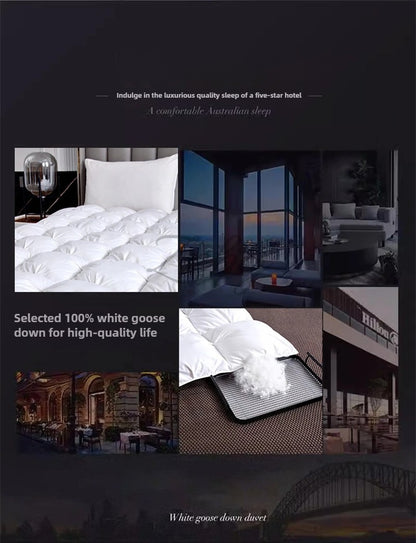 High Grade 100% White Goose Down Quilt Winter Warm Feather Duvet Queen King Cozy Lightweight 3D Bread Comforter Pinch Pleated