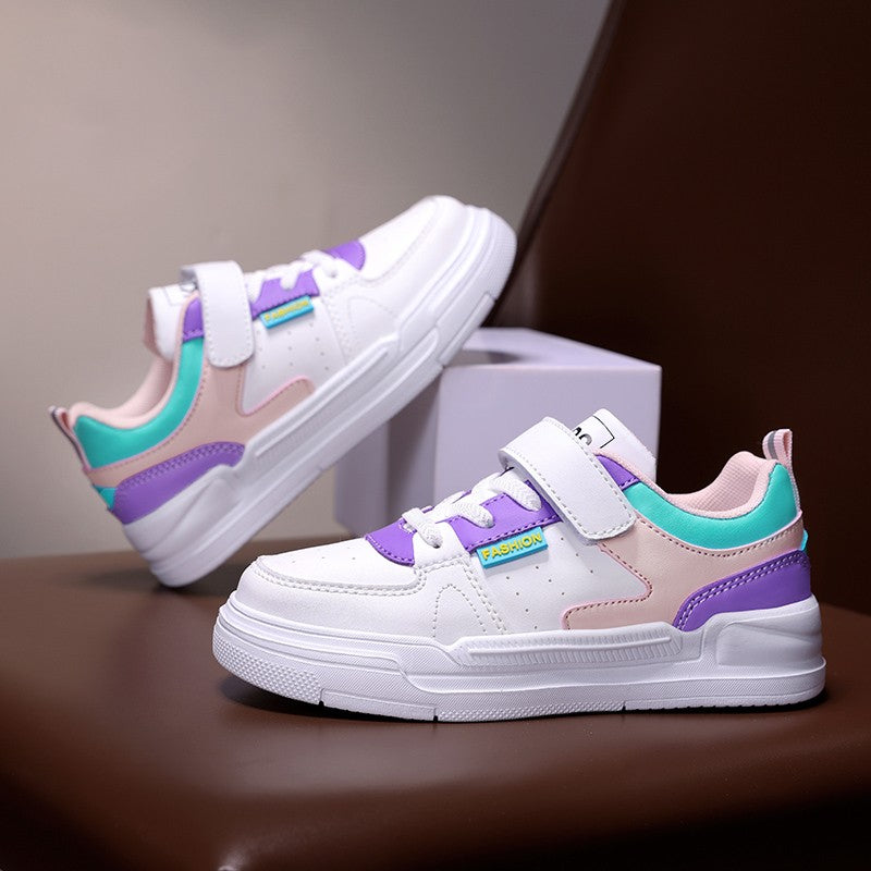 Children's sports shoes waterproof student casual shoes girls flat bottomed leather board shoes boys running shoes