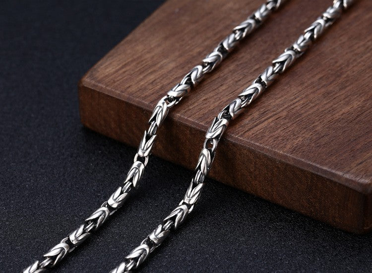Nova Moda 100% Pura Joia de Prata S925 Retrô 6MM de Espessura Mantra de Seis Caracteres Colares Masculinos de Personalidade na Moda