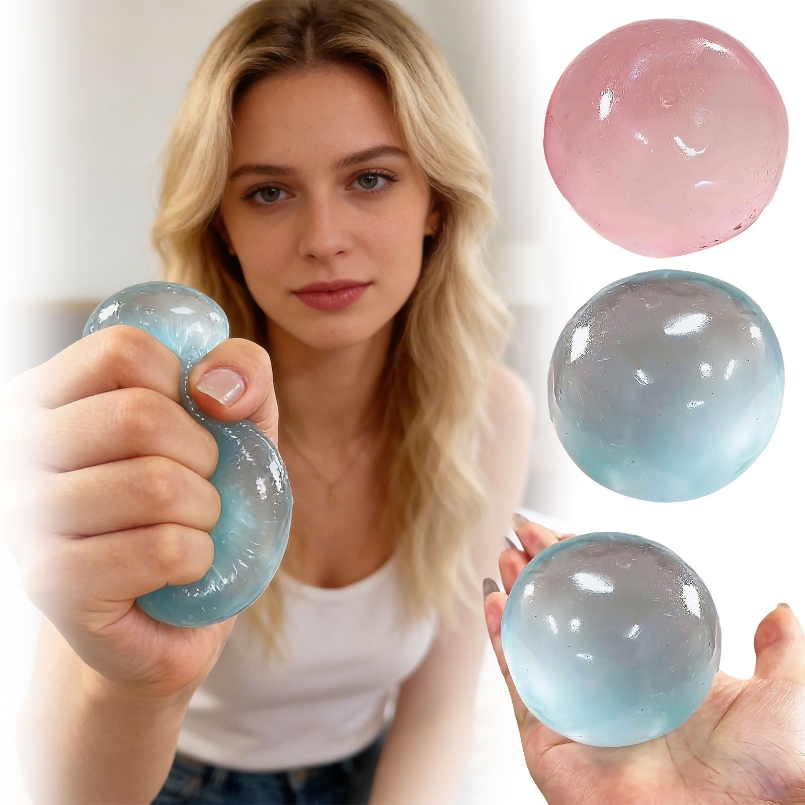 Transparent Squishy Ball Stress Relief Toy Anti Anxiety Squeeze Toy Crystal Decompression Gadget Fun Fidget Toy for Adults Kids