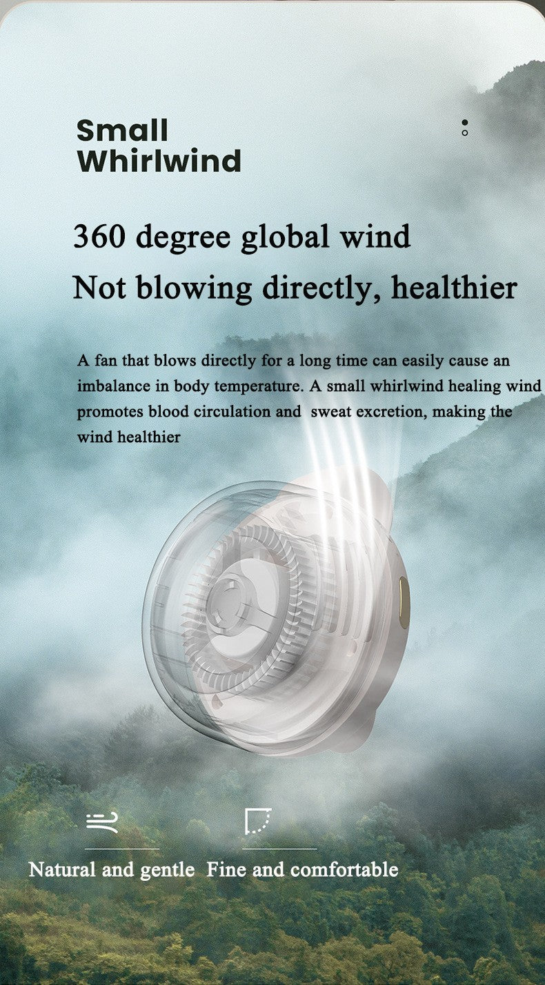 USB Hanging Neck Fan Portable Mute Mini Clip Hanging Waist Electric Fan 900mah Leafless Fan 3 Speeds for Outdoor Camping Fishing