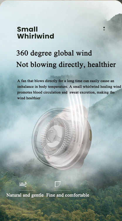 USB Hanging Neck Fan Portable Mute Mini Clip Hanging Waist Electric Fan 900mah Leafless Fan 3 Speeds for Outdoor Camping Fishing