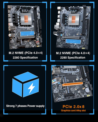 Placa-Mãe de Computador Gamer DIY com CPU Integrada 13th Core Interpose Kit Q1J1 ES 0000 8C12T RAM DDR4 LGA115X PC de Mesa