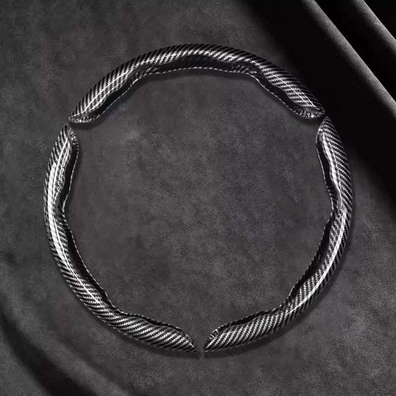 Capa de Volante de Carro 3 Peças Laser Fibra de Carbono Silicone 1K Couro de Microfibra PVC Reforçador de Volante Antiderrapante Universal