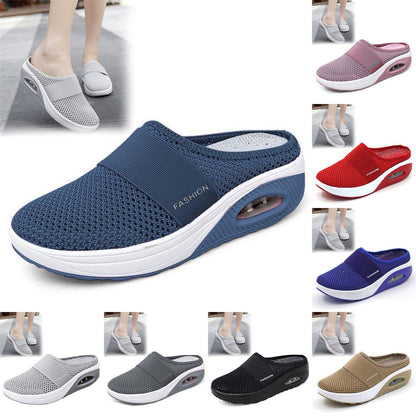 Slip-On Women'S Walking Sandals,Breathable Mesh Casual Shoes Breathable With Arch Support Knit Shoes Thickened Soft Sole