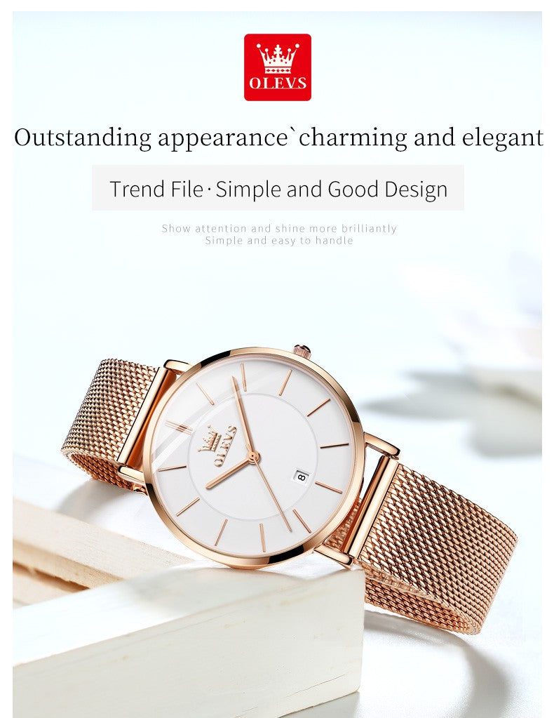 OLEVS 5869 Women Watch Fashion Simple Ultra Thin 6.5mm Quartz Women's Watch Top Brand Calendar Waterproof Women Luxury Watch