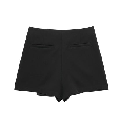 MUJER 2025 Asymmetric Skort For Women Black High Waist Mini Skirt Shorts Women C