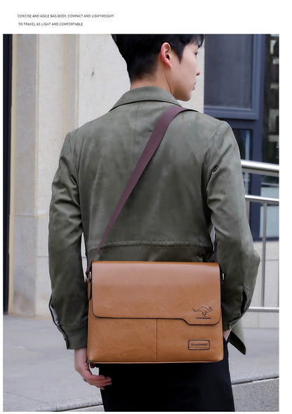 Business Shoulder Bag For IPAD PU Leather Business Handbag Men Messenger Bag Large Side Sling Bag Fashion Man Crossbody Bag