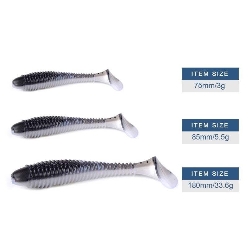 Iscas de Pesca MEREDITH Swing Impact FAT 75mm 85mm 180mm Iscas com Cauda de Remo Wobbler Isca Macia de Pesca para Baixo Isca de Silicone