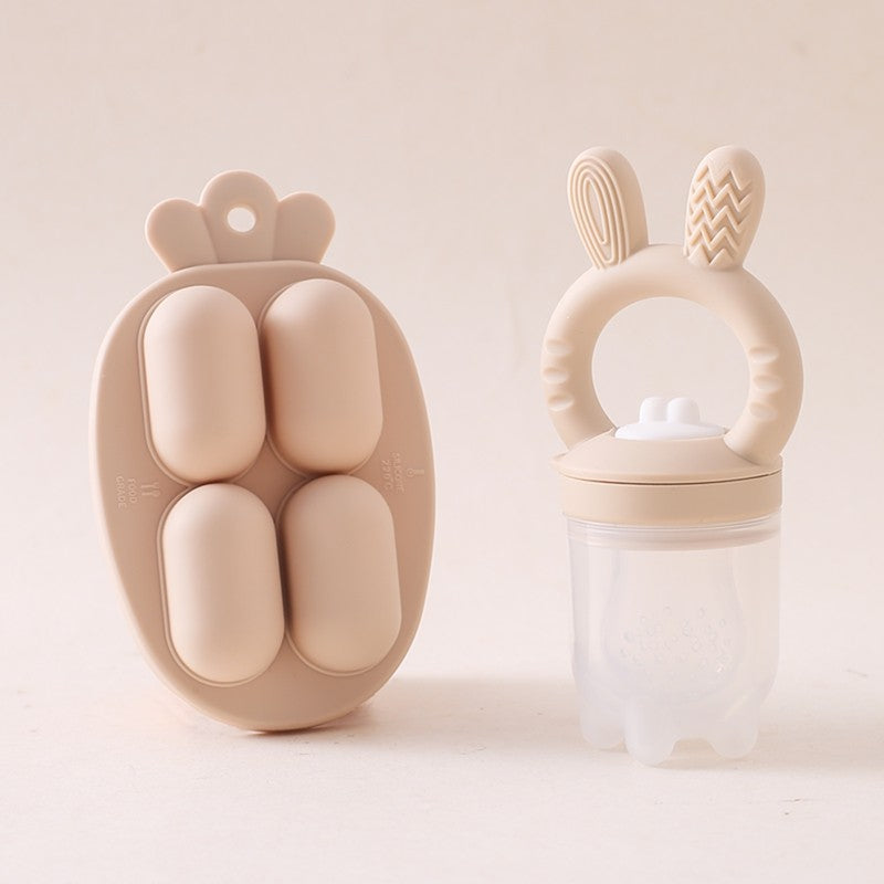 Silicone Baby Fruit Feeder With Cover Fruit Vegetable Food Supplement Bite Soother Nibbler Feeding Tableware Teething Pacifier