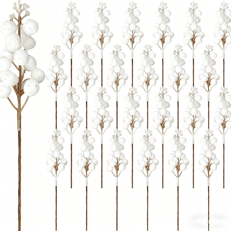 10Pcs Christmas Decoration Artificial 15heads Sparkling Berry Bouquet Xmas Tree Ornaments for Home Decor New Year Party Supplies