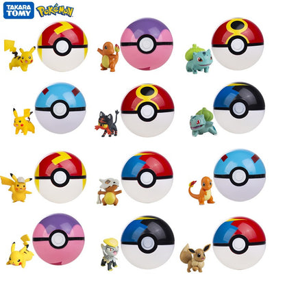 Pokémon Pokeball Com Desenhos Animados Filme Anime Figura Pikachu Charmander Eevee Squirtle Vulpix Qualidade Pet Action Model Brinquedos Presentes