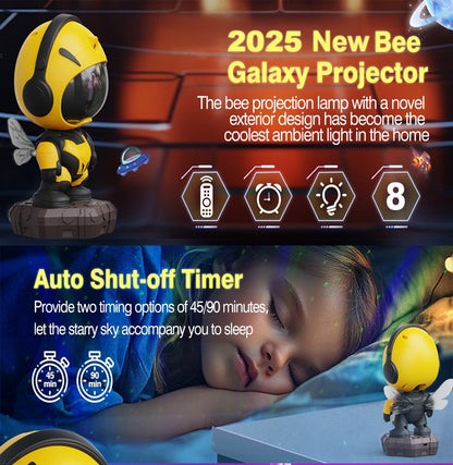 Bee Galaxy Projector,Star Projector Galaxy Night Light,Starry Nebula Ceiling LED Lamp with Timer and Remote ,Kids Room Decor