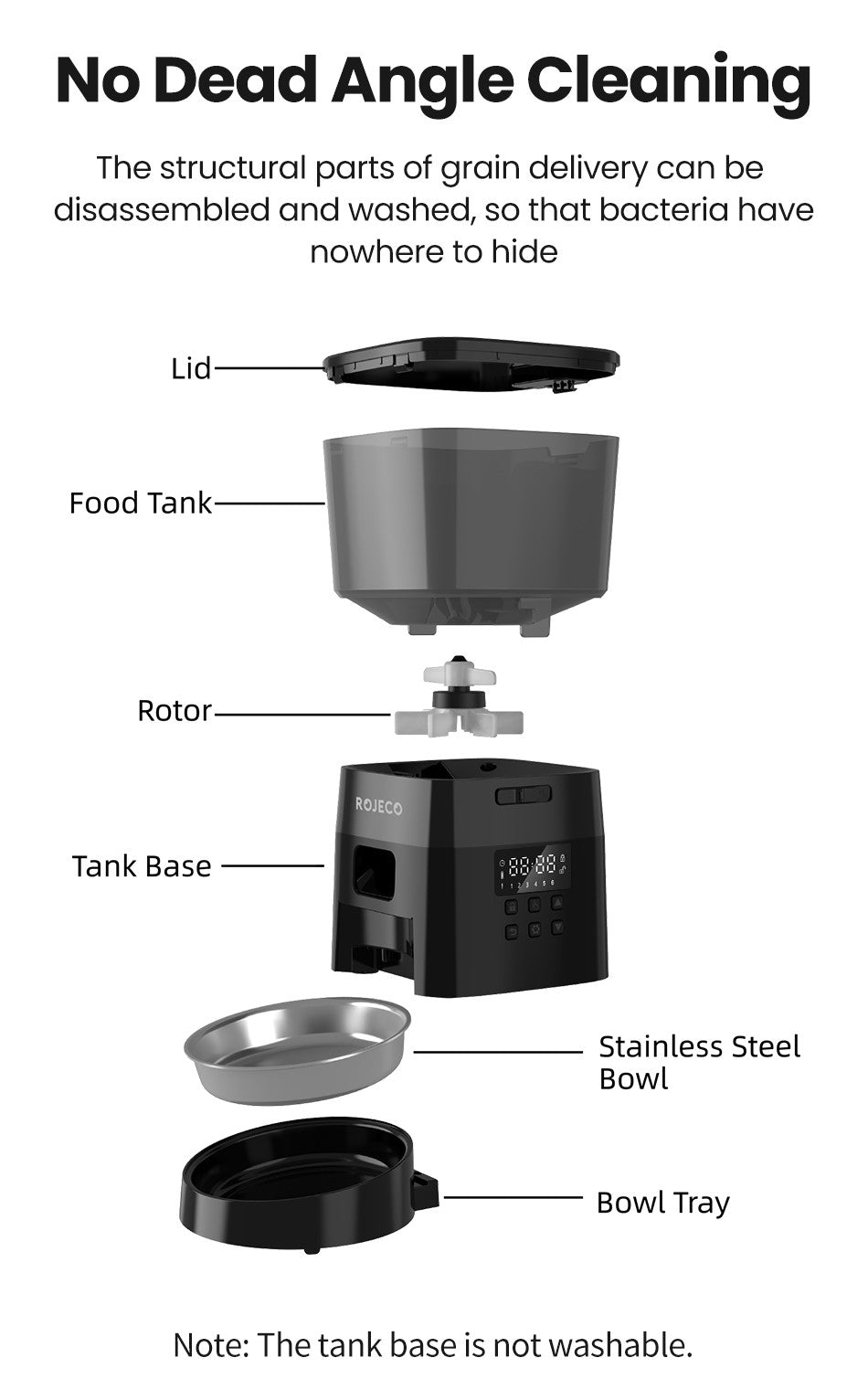 ROJECO Alimentador Automático de Animais de Estimação Versão com Botão Acessórios para Dispenser Automático de Comida para Gatos Alimentador Inteligente para Gatos e Cães Comida Seca