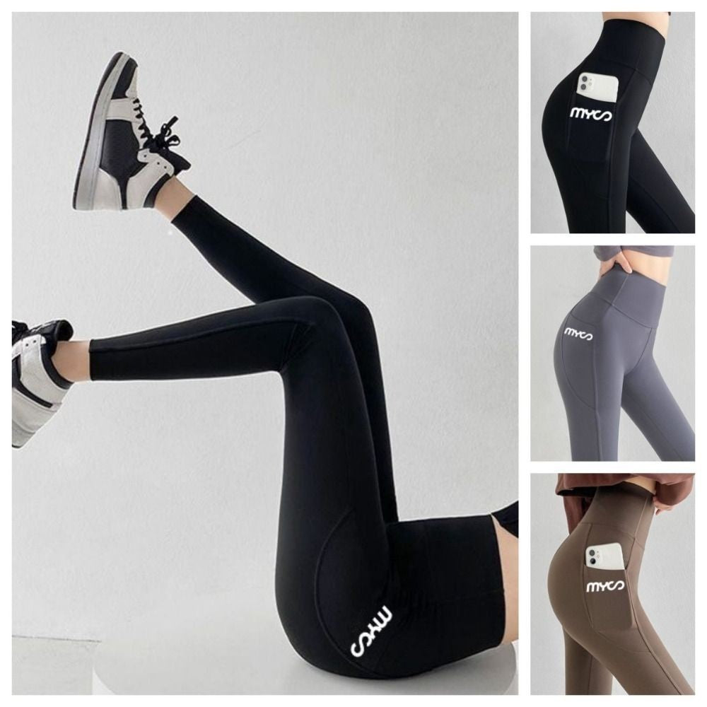 Soft High Waist Women Leggings with Pocket Tight Seamless Jogging Women's Capri Pants Peach Butt Elastic Running