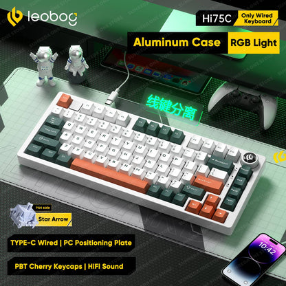 Leobog Hi75C Hi75 Hi75C Pro Kit de Teclado Mecânico Customizado de Alumínio Sem Fio para Jogos Bluetooth 2.4G Teclado Gamer com Hotswap com Fio