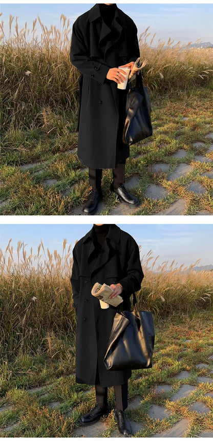 Trench coat Brand New Spring Trench Korean Men's Fashion Overcoat Male Long Windbreaker Streetwear Men Coat Outer Wear Clothing