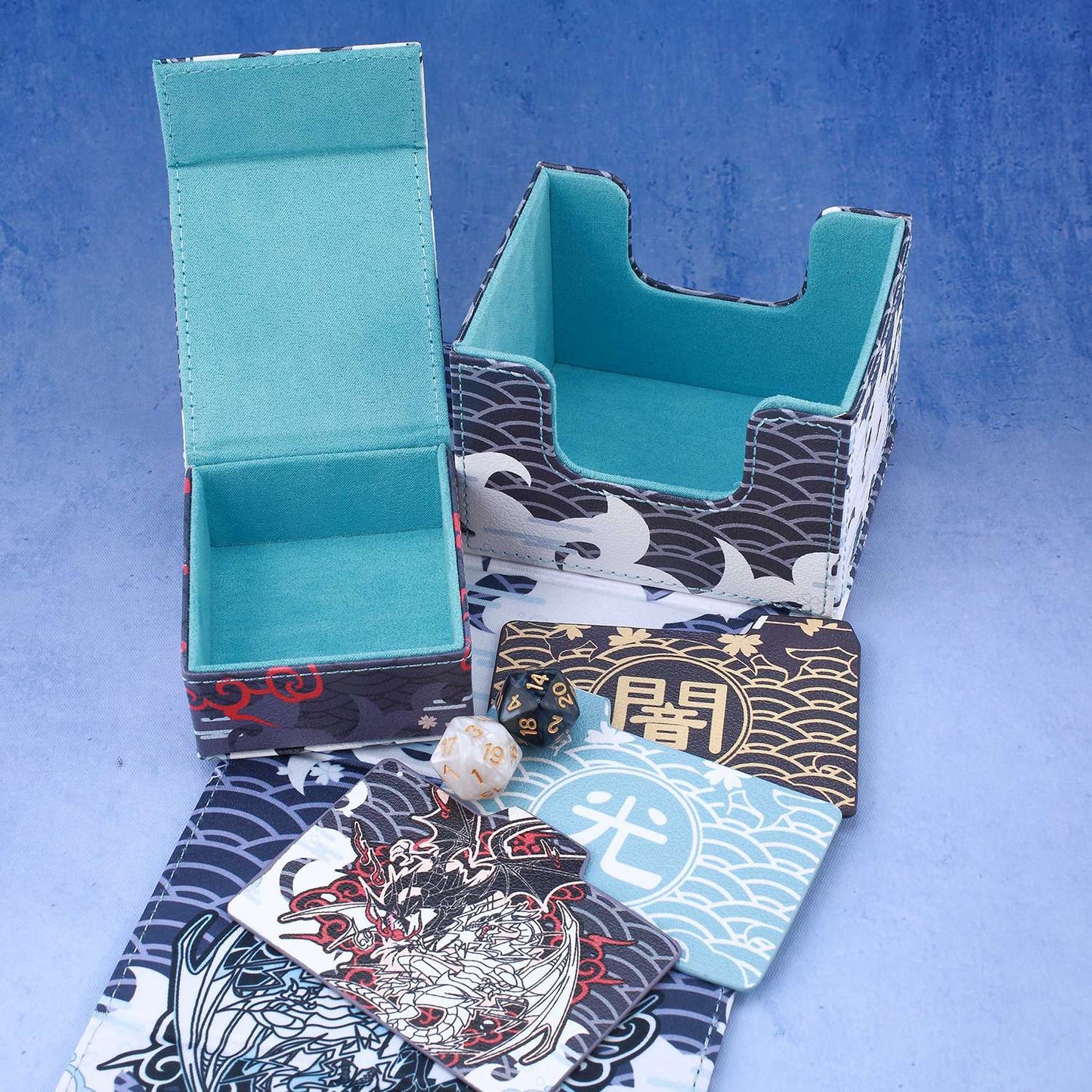 Diviner Dragons Chi Deck Box Dicewinder para YGO, comporta 100 cartas com double-sleeve, Caixa de Armazenamento de Cartas com Bandeja de Dados para TCG MTGames PTCG