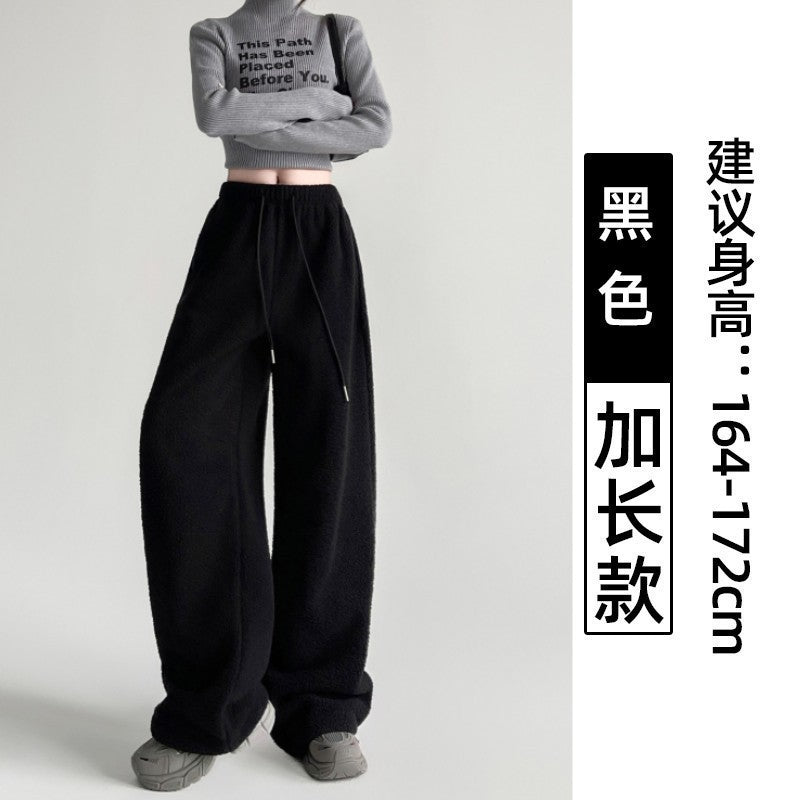 2025 New Winter Velvet Thick Pants Men Warm Straight Casual Pants Streetwear Loose Wide Leg Pants Thicken Lamb Wool Trousers