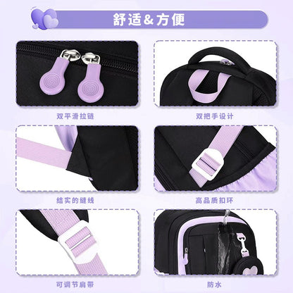 Mochila Escolar Estojo Lancheira Love Pattern Três Peças Tecido Nylon Impermeável Menino Menina Adolescentes Mochila Tendência