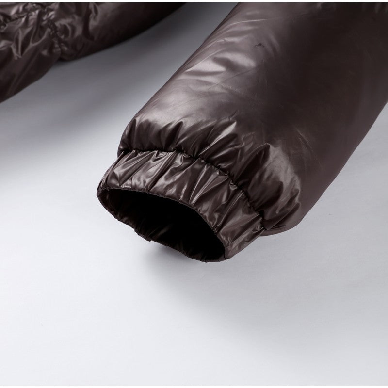 Glossy Shiny Women 's Down Jackets Vintage Hooded Zipper Puffer Full Sleeve Jackets For Woman 2025 Woman Winter Coats Outwears