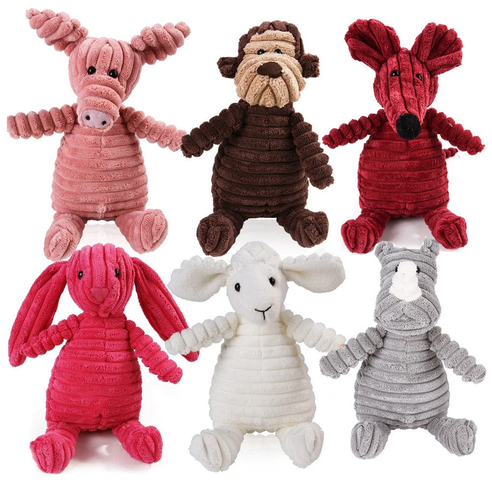 Brinquedo de Pelúcia para Cães Mordedor de Cordeiro, Macaco, Porco com Som, Treinamento de Ventilação, Suprimentos para Limpeza de Dentes de Cães, Brinquedos para Cães Grandes
