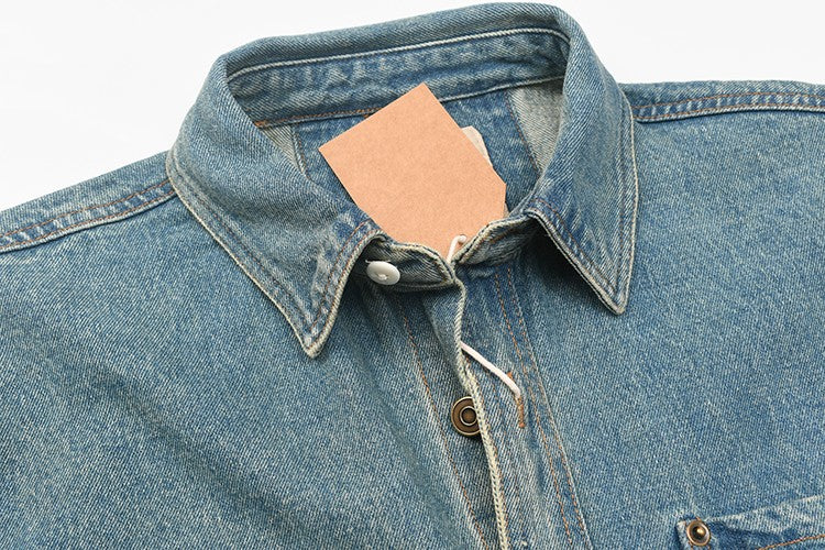 Retro Waed Denim Workwear irt Casual Everyday Basic Long Sve irt Trendy Autumn Cotton 00% Button up Pure Color