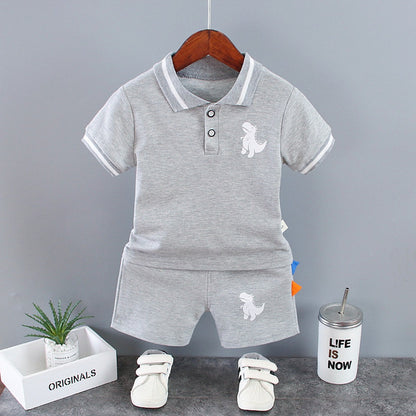 Conjuntos de Roupa Infantil de Verão para Meninos, Estampa de Dinossauro, Camisas Polo de Manga Curta + Shorts, 2 Peças/Conjunto, Roupas de Bebê