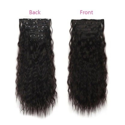Wig clip hair extensions Cabelo comprido liso extensões de fibra química sintética invisível Conjunto de seis peças de 16 grampos de cabelo