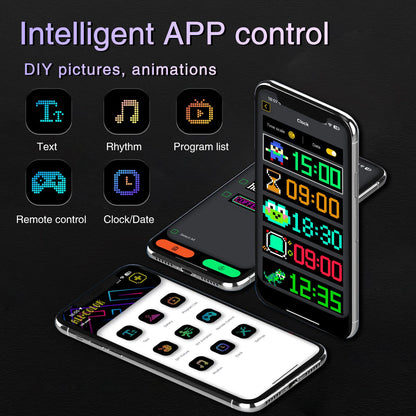 Painel de Pixels LED Flexível para Caminhão, Olhos de LED Brilhantes com Rolagem, Sinal de Carro LED USB com Controle Bluetooth por Aplicativo DIY