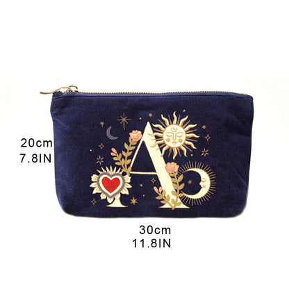 Velvet Handbag Vintage Printed Letter Pattern Makeup Bag