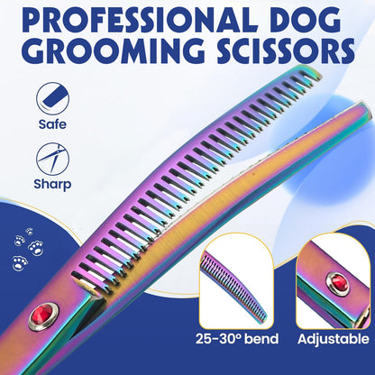Tesoura Curva Dupla para Tosar Pelo de Cão Tesoura Profissional para Tosa de Cães Tesoura Curva para Desbaste de Pelo de Animais de Estimação
