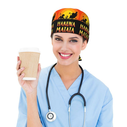 Boné cirúrgico personalizado O Rei Leão, divertido, para homens e mulheres, chapéu de esfoliação, gorro de enfermeira para dentista