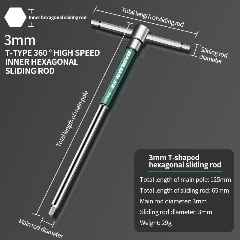 Chave de fenda Torx T/L 2.5/3/4/5/6/8/10mm Chave Allen Tipo T Cromada Chave Inglesa em Forma de T Ferramenta Manual Chave de Boca Tipo T Estendida