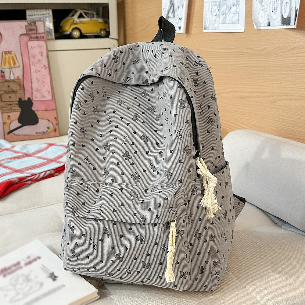 Mochila de Veludo Cotelê Outono Inverno Nova Mochila de Grande Capacidade para Aulas, Deslocamento, Mochila Versátil, Mochila de Viagem ao Ar Livre