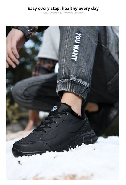 Tênis Masculino de Inverno Quente com Forro de Lã Confortável Impermeável Tamanhos Extras 46 47 48 Calçado Esportivo Casual Zapatillas Hombre