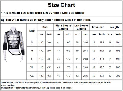 Michael Jackson Inspired Costume Military Sequin Jacket MJ Thriller Stage Performance Outfit Unisex Halloween Party