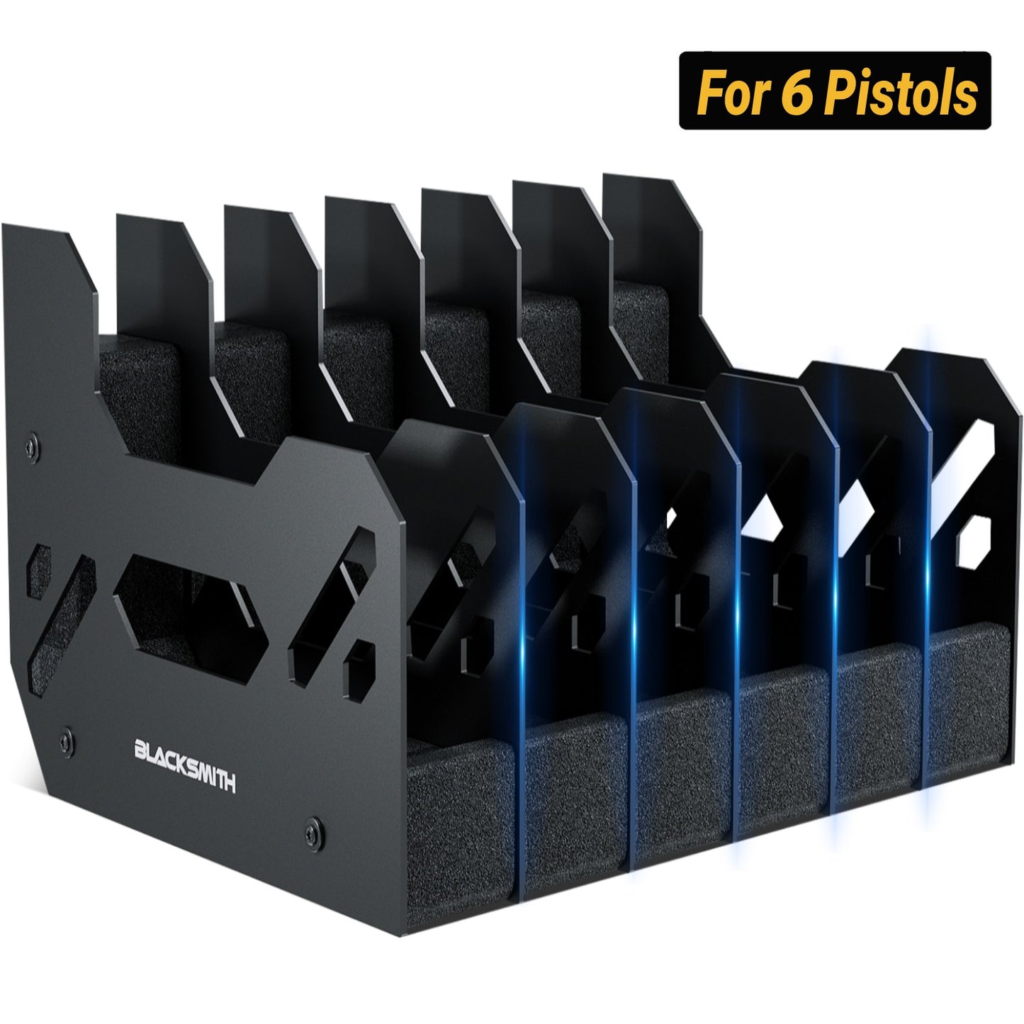 Suporte para Pistolas e Revólveres Blacksmith com 4/5/6 Compartimentos - Organizador de Armazenamento Doméstico para Economia de Espaço