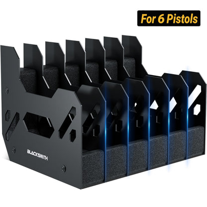 Suporte para Pistolas e Revólveres Blacksmith com 4/5/6 Compartimentos - Organizador de Armazenamento Doméstico para Economia de Espaço