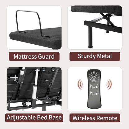 Adjustable Bed Frame, Adjustable Beds with Updated Thickened Frame,Wireless Remote, Separate Head/Foot Lift, Zero Gravity