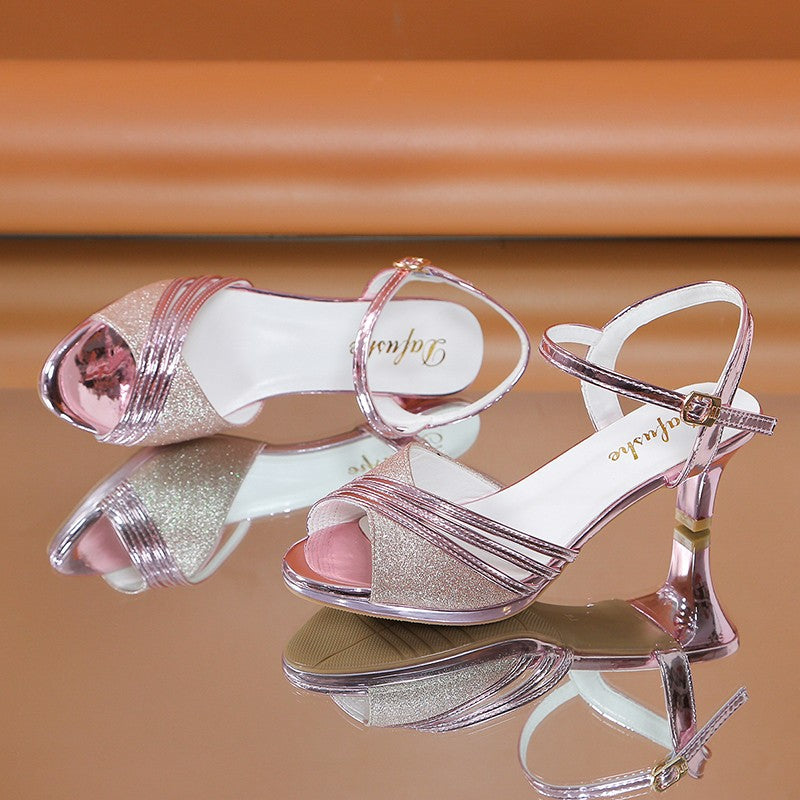 shoes woman trend Summer New Style British Style Fish Mouth Buckle Fashion Open-toe Sandals Women Fashion Comfortable High Heels