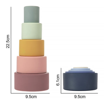 TYRY.HU 1set Baby Silicone Building Block BPA Free Round Cup Soft Block 3D Educational Montessori Toys Baby Teether Gifts