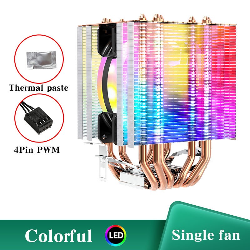 6 Heat Pipes ARGB CPU Air Cooler 4 Pin PWM Quiet CPU Cooling Fan for Intel LGA 1700 2011 1200 1156 X79 X99 AM3 AM4 PC Radiator