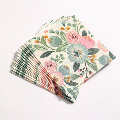 20 pieces per pack of Ins-style gentle country flower napkins, Western cuisine afternoon tea baking decoration paper placemats,