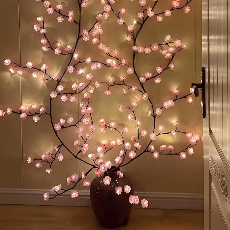 LED Cherry Blossom String Lights USB 8 Modes Artificial Sakura Fairy Vine Light for Bedroom Wall Wedding Party Valentine's Day
