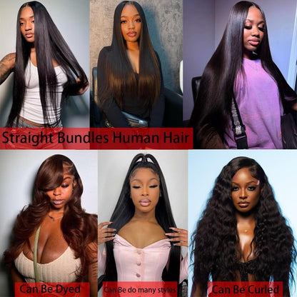 Cabelo Humano Liso de 12-32 Polegadas, 100% Não Processado, Tecer Brasileiro, 3 Pacotes, Extensões de Cabelo Preto Sedoso, Cabelo Cru, Rápido de Tecer